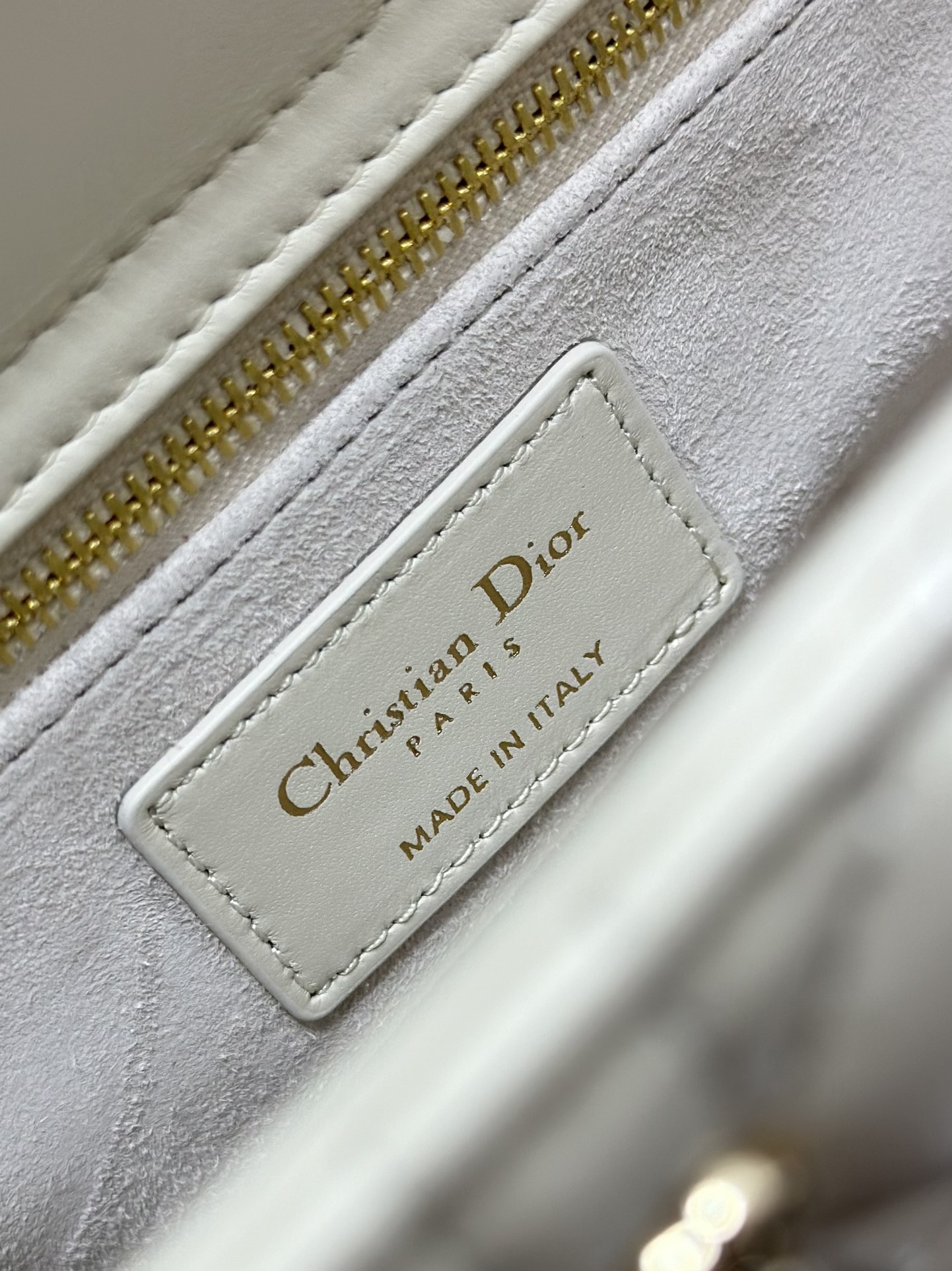 Small Lady Dior Bag White Lambskin with Star Sign Nail